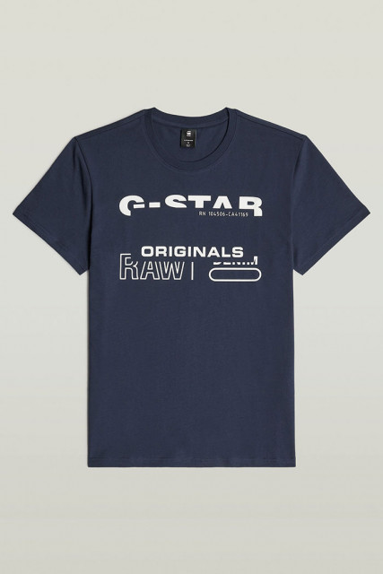 T-shirt Homme G-Star Raw Bleu Impérial - Taille M - Matière Recyclée (60% Polyester / 40% Coton) - Neuf