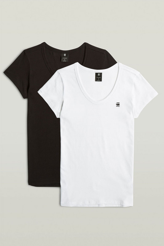 Lot de 2 t-shirt slim noir et blanc femme G-Star