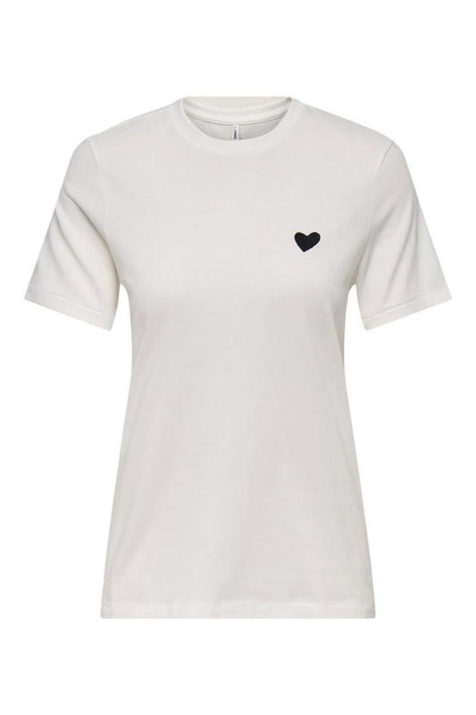 T-shirt blanc coeur noir Only