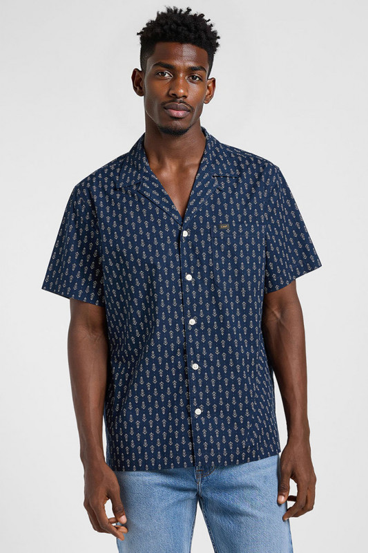 Chemise Resort bleu marine à  motifs