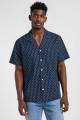 Chemise col Resort bleu marine à motifs