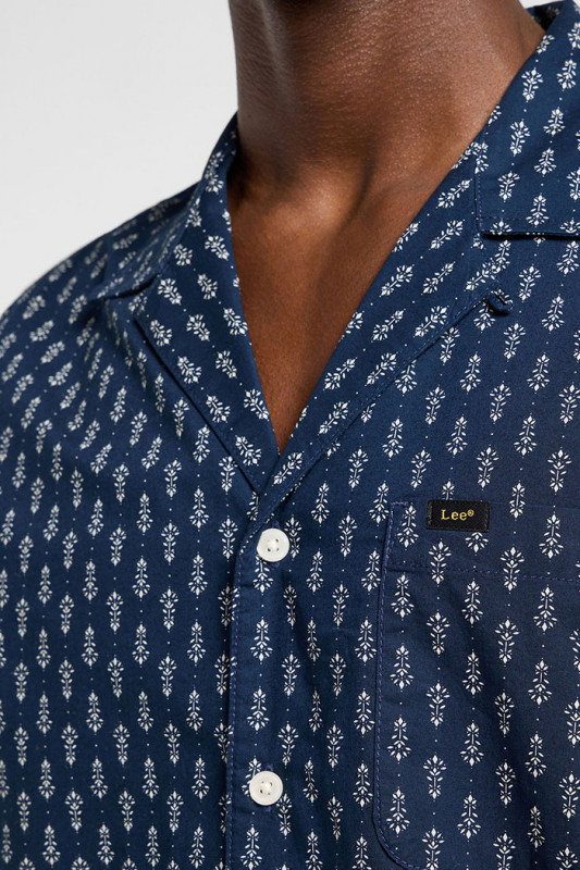 Chemise Resort bleu marine à  motifs homme