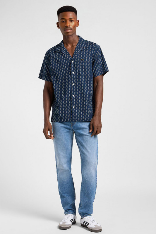 Chemise Resort bleu marine à  motifs Lee