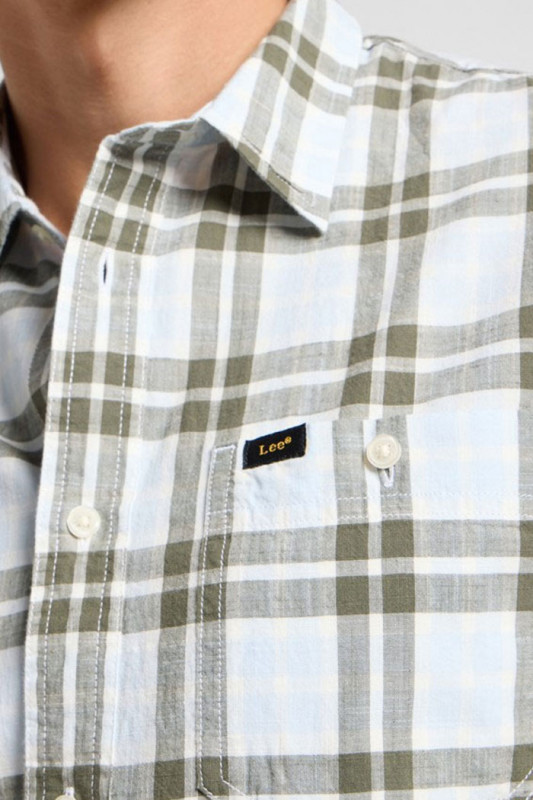 Chemise à carreaux écru/olive homme Lee