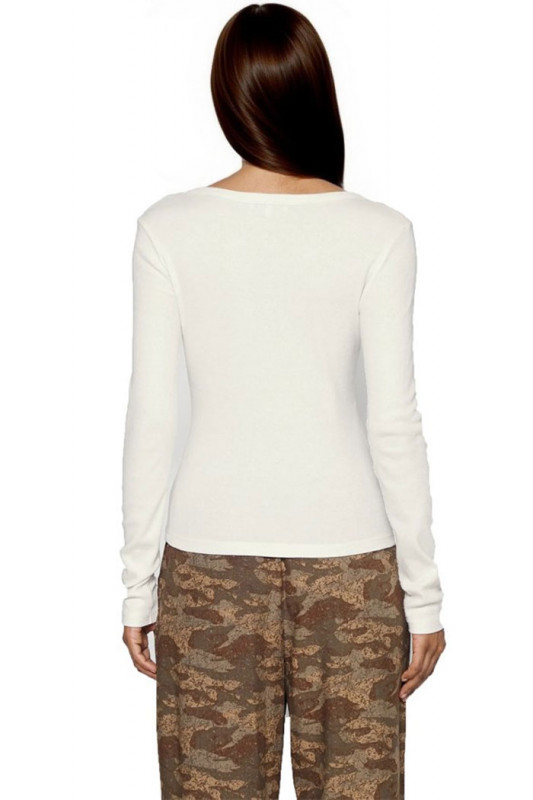 T-shirt blanc slim col tunisien Tommy Hilfiger en coton