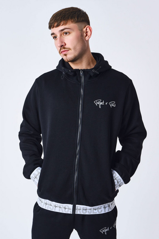 Veste de survêtement noire à capuche