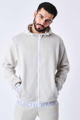Veste de survêtement beige à capuche