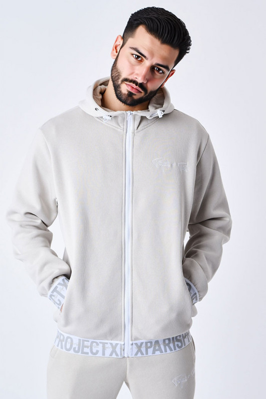 Veste de survêtement beige à capuche