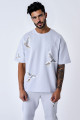 T-shirt bleu floqué & brodé