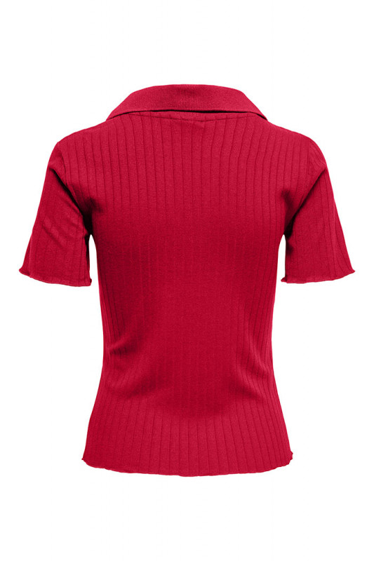 Polo Lori col V rouge manches courtes femme