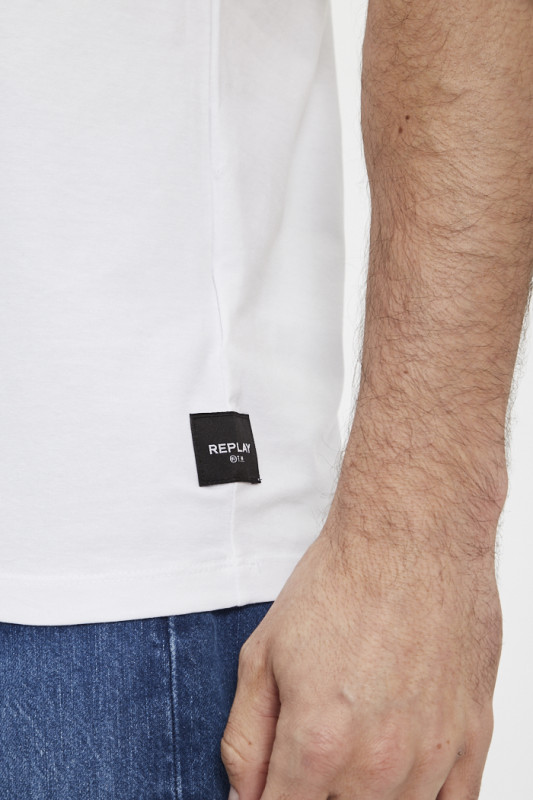 T-shirt slim blanc en coton et élasthanne