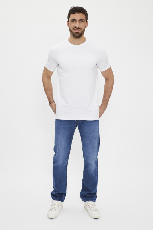 T-shirt slim blanc en coton et élasthanne