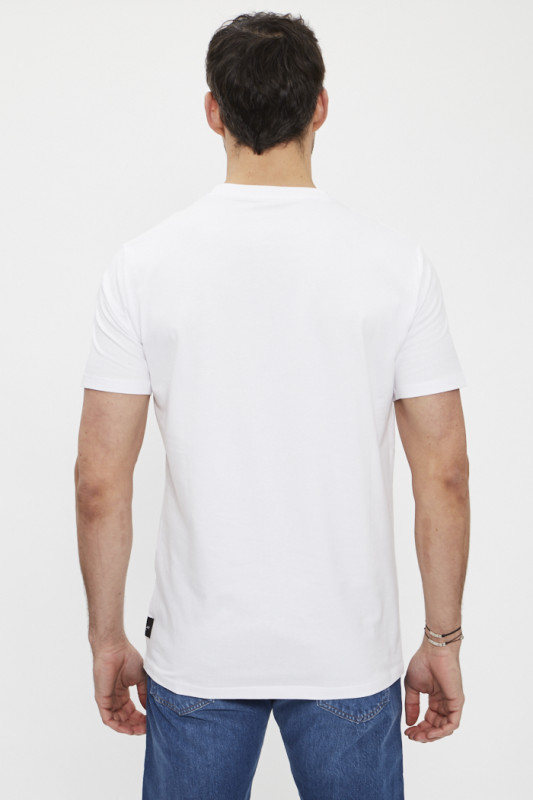T-shirt slim blanc en coton et élasthanne