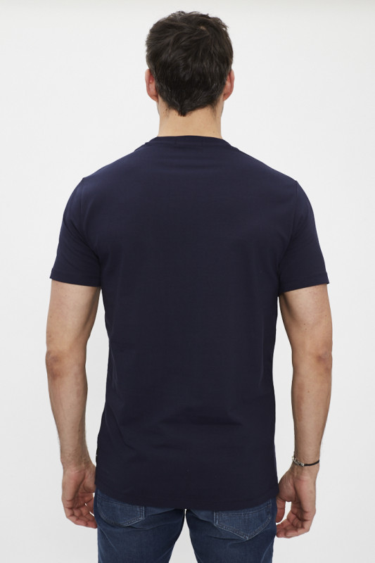 T-shirt slim bleu marine en coton et élasthanne