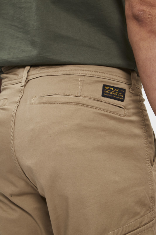 pantalon cargo camel coton et élasthanne Replay