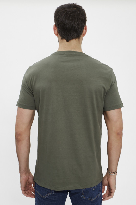 T-shirt kaki avec lettrage imprimé