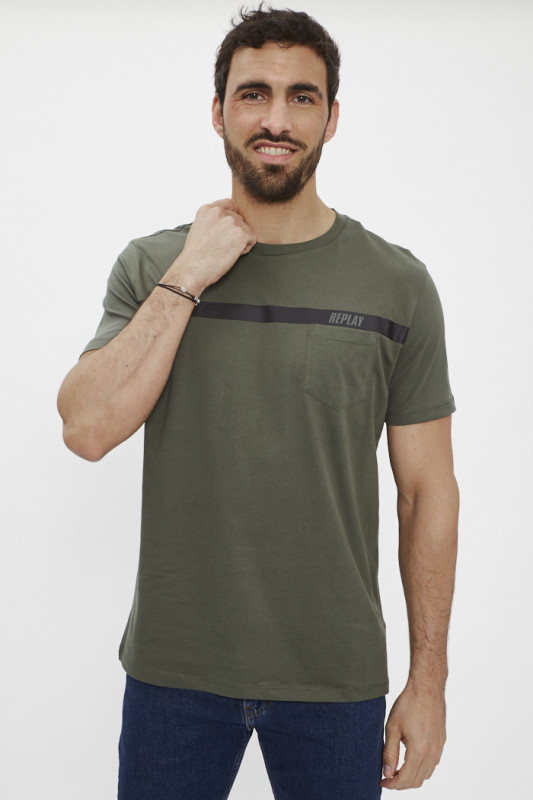 T-shirt kaki avec lettrage imprimé homme