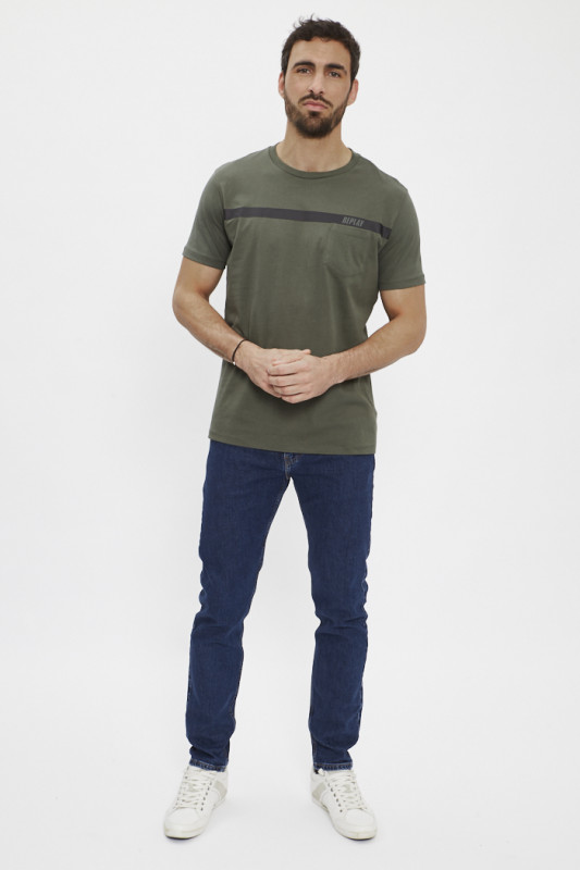 T-shirt kaki avec lettrage imprimé homme Replay