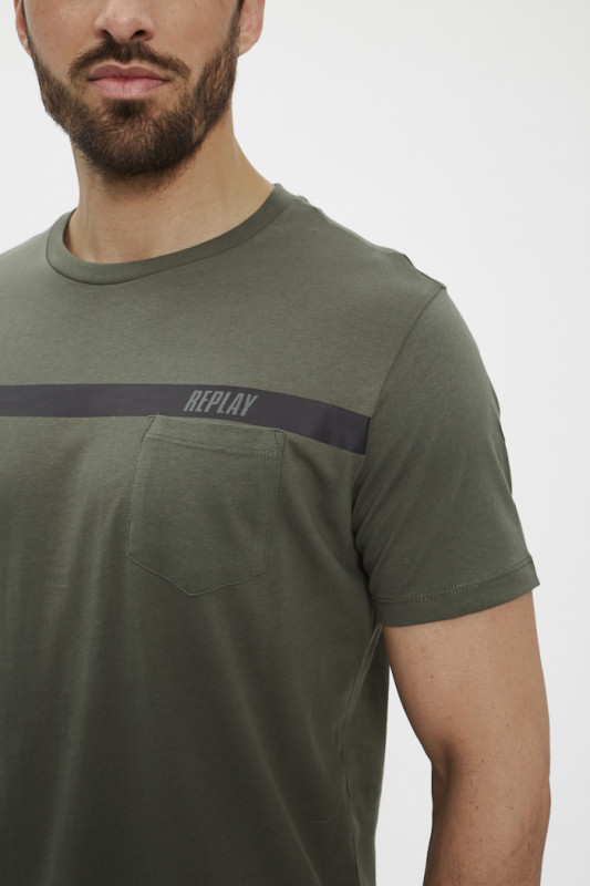 T-shirt kaki avec lettrage imprimé Replay