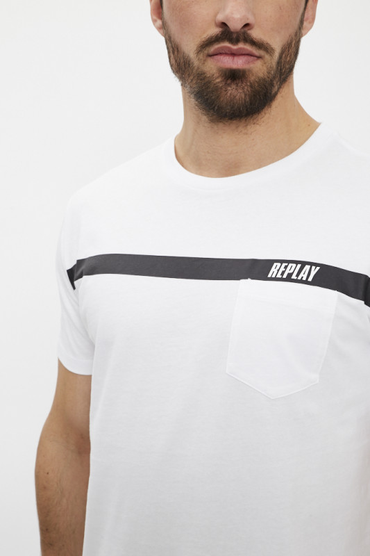 T-shirt blanc avec lettrage imprimé homme Replay