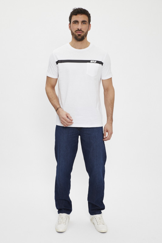 T-shirt blanc avec lettrage imprimé Replay