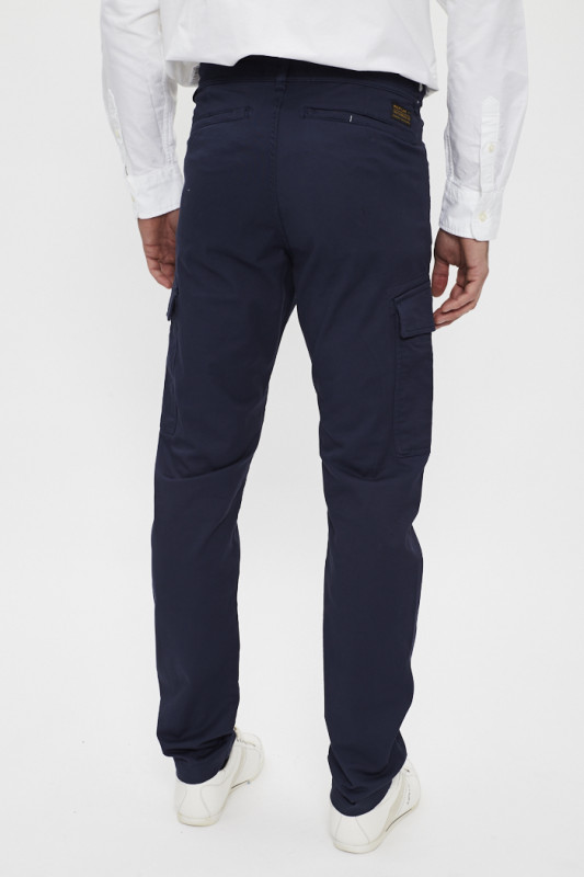pantalon cargo bleu marine coton et élasthanne