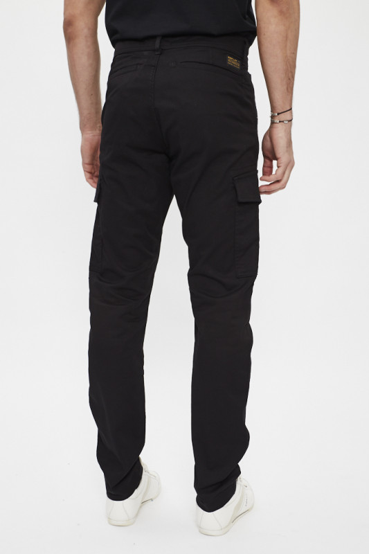 pantalon cargo noir coton et élasthanne