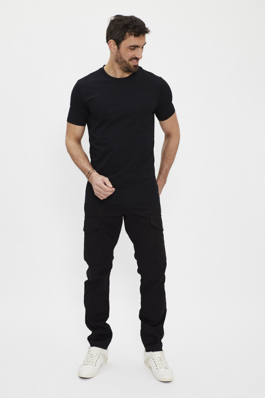 pantalon cargo noir coton et élasthanne Replay
