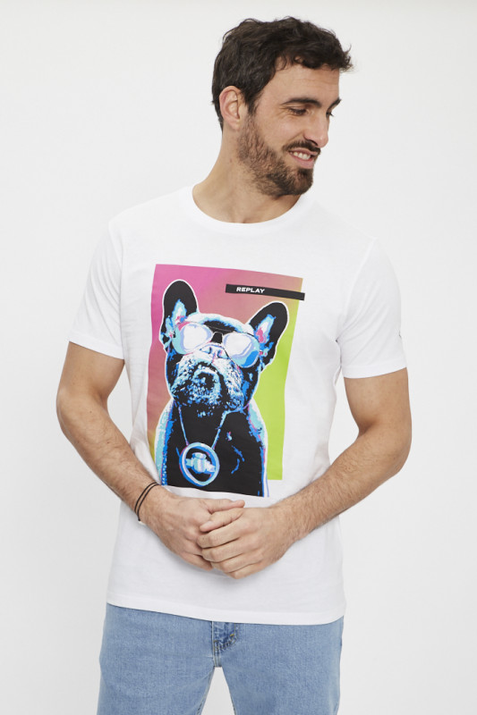 T-shirt Bulldog blanc homme