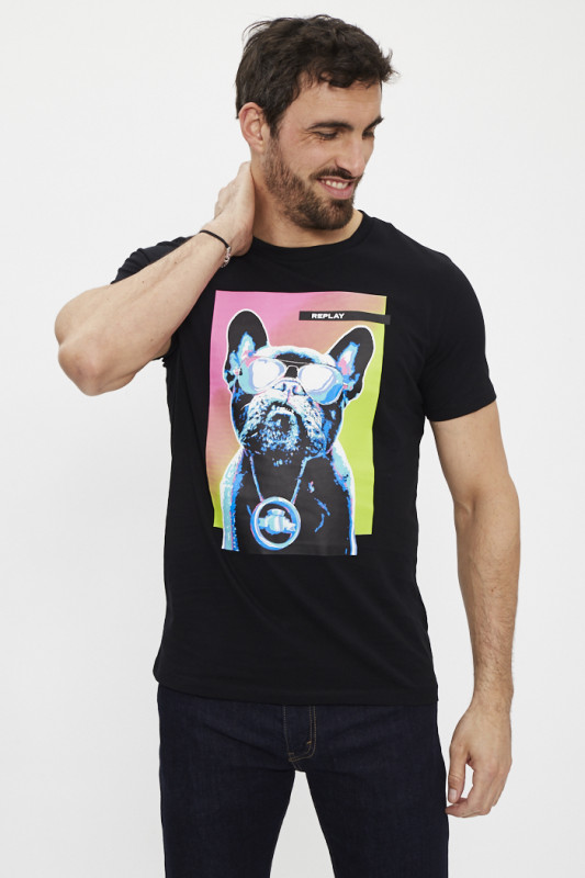 T-shirt Bulldog noir homme