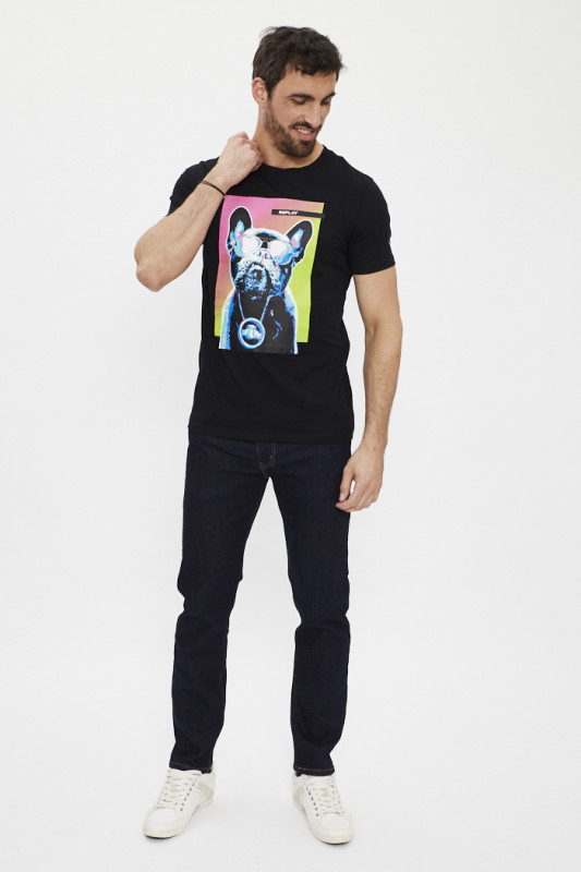 T-shirt Bulldog noir Replay