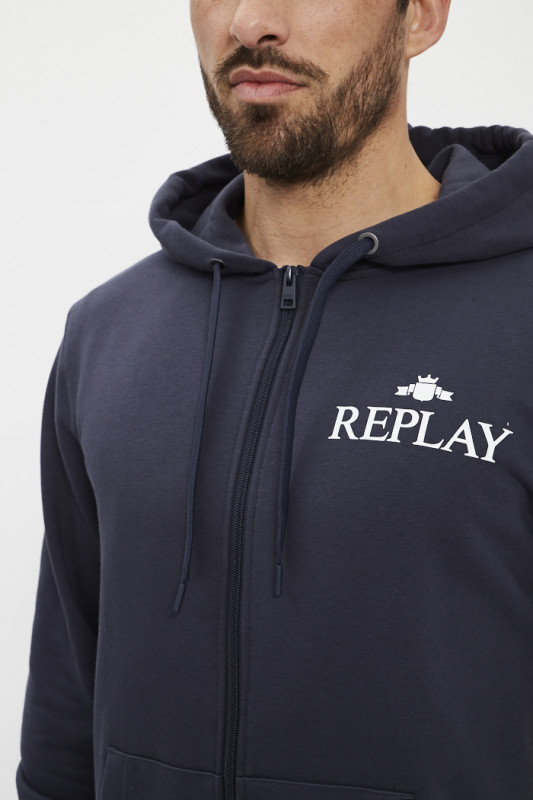 Hoodie zippé bleu marine homme Replay