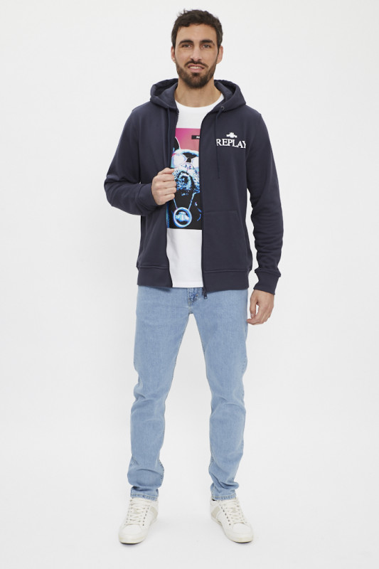 Hoodie zippé bleu marine Replay
