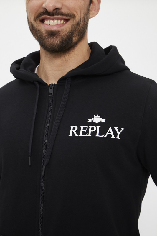 Hoodie zippé noir homme Replay
