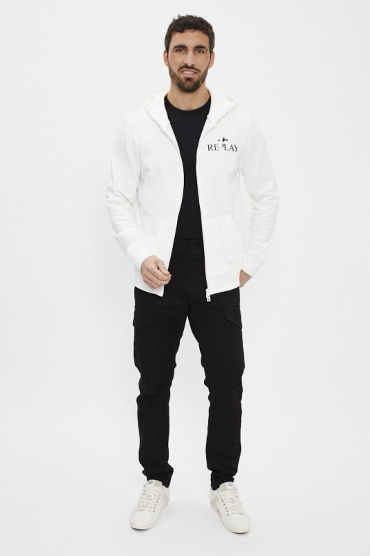 Hoodie zippé blanc replay