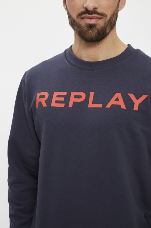 sweat-shirt ras du cou bleu marine homme Replay