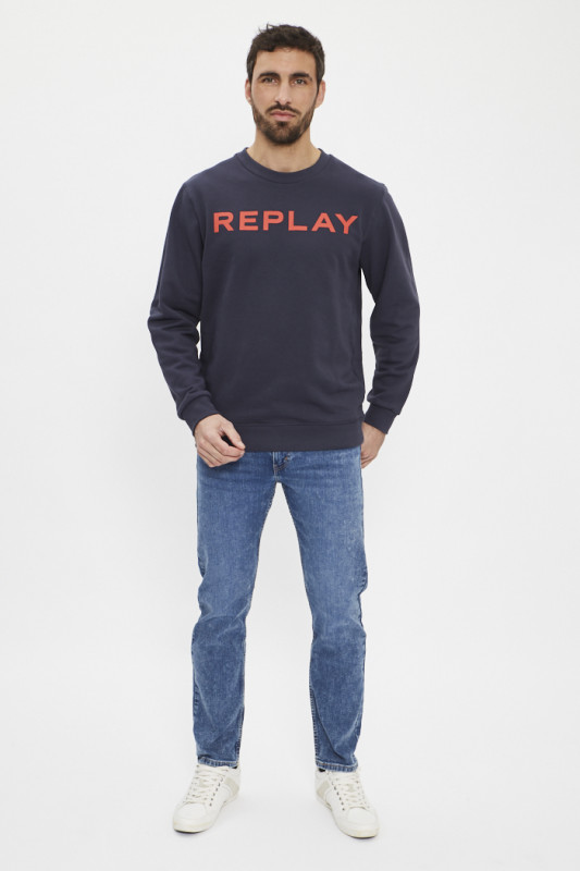 sweat-shirt ras du cou bleu marine Replay