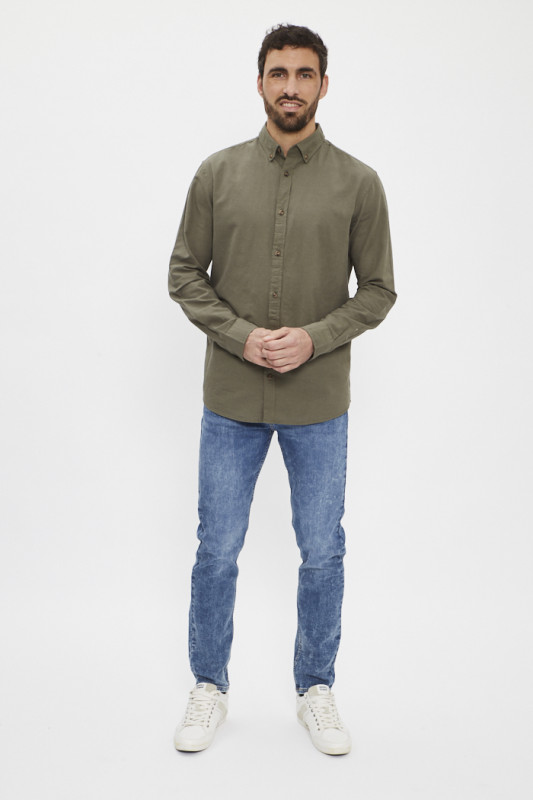 Chemise lin et coton kaki jack & jones