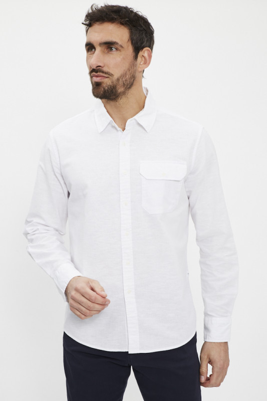 Chemise blanche lin & coton homme