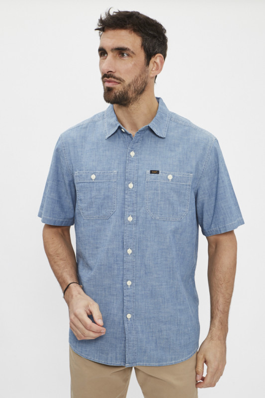 chemise utility workshirt bleu denim homme