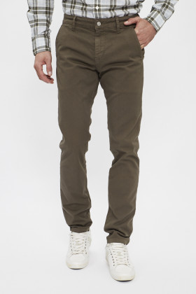 pantalon chino kaki en coton & élasthanne homme