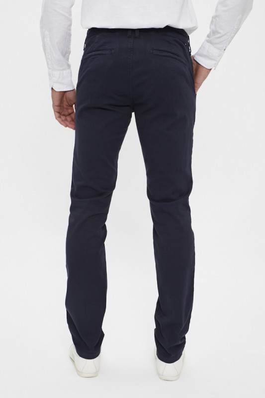 pantalon chino bleu marine en coton & élasthanne homme LTC