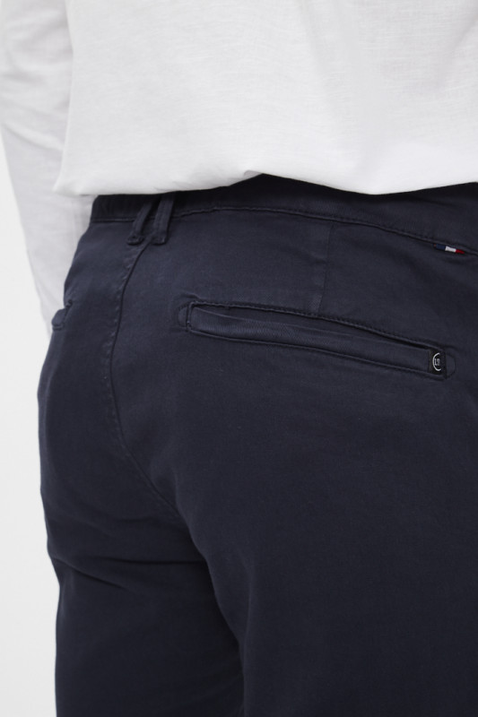 pantalon chino bleu marine en coton & élasthanne LTC