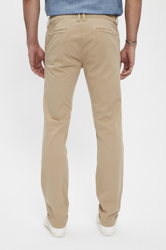 pantalon chino beige en coton & élasthanne