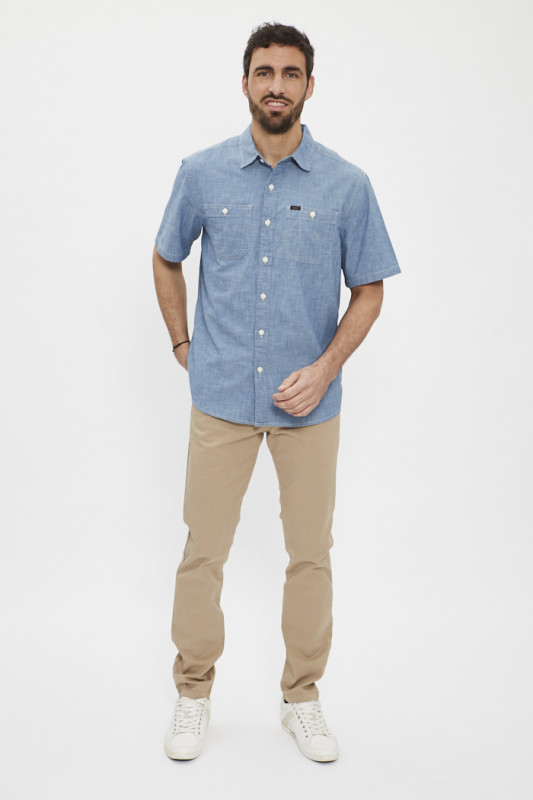 pantalon chino beige en coton & élasthanne homme LTC