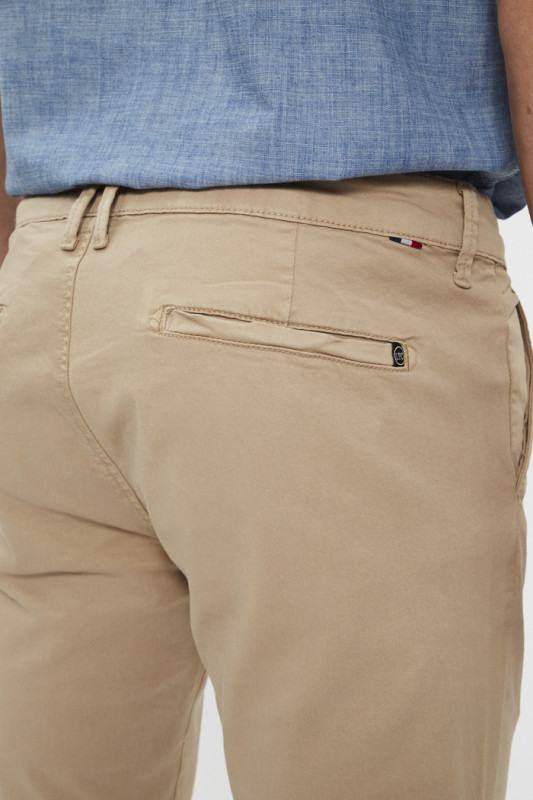 pantalon chino beige en coton & élasthanne LTC