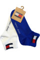 Lot de 2 paires de socquettes blanches et bleues