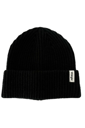 Bonnet noir à côtes contrastées homme