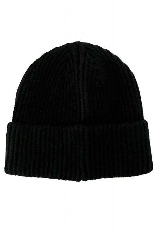 Bonnet noir à côtes contrastées