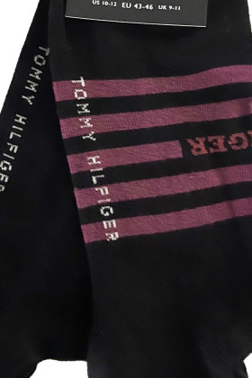 2 paires de socquettes noires et rayures bordeaux